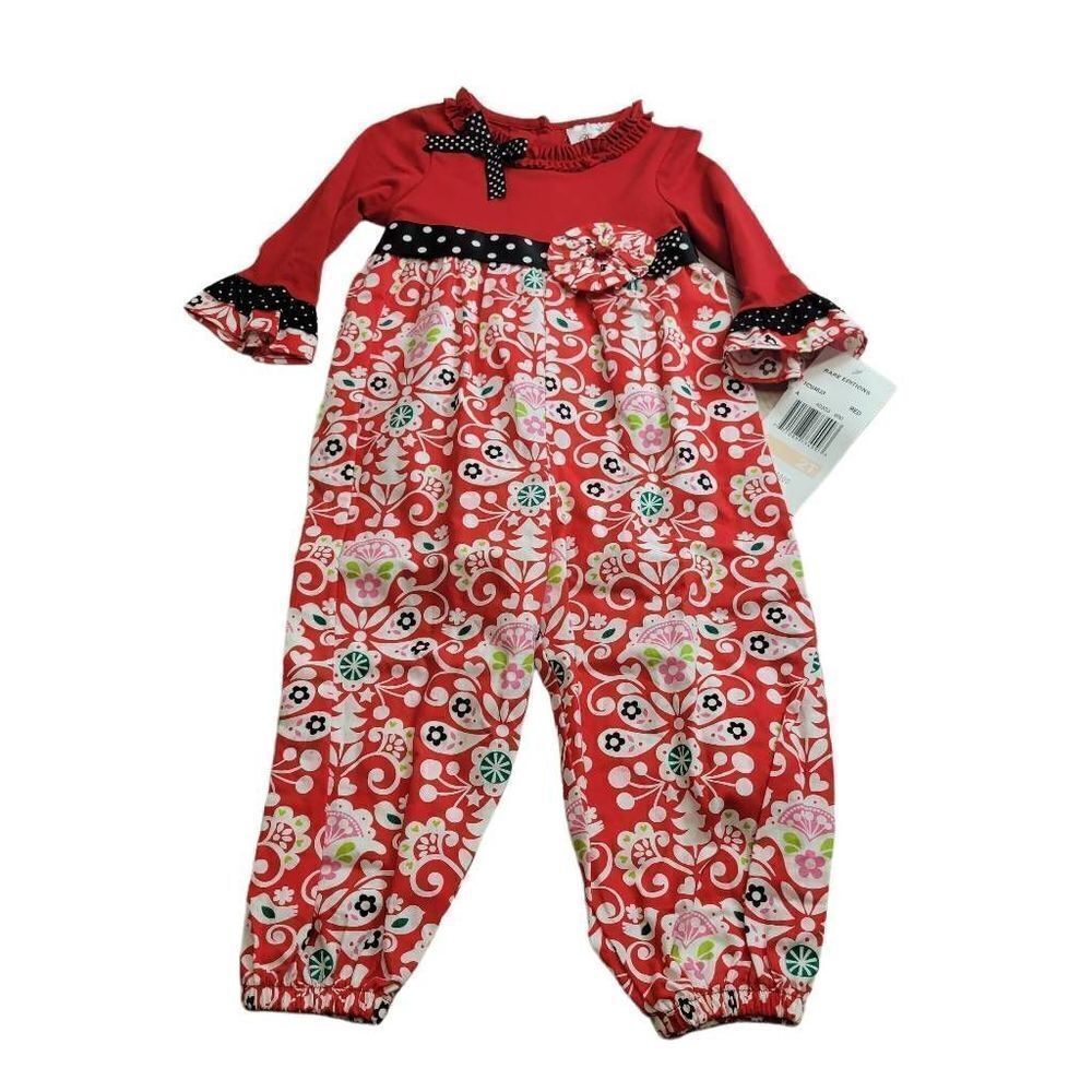 Rare Editions floralโChristmasโromperโ2T